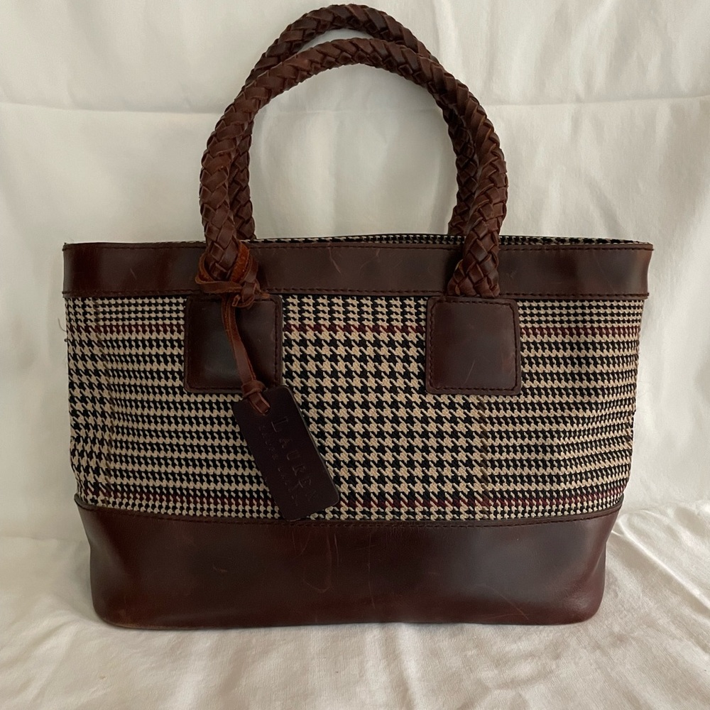 Lauren Ralph Lauren Brown Houndstooth Mini Bag